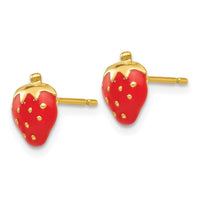 14k Enameled Strawberry Earrings ,