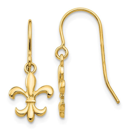 14k Fleur de lis Dangle Earrings ,