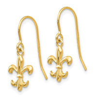14k Fleur de lis Dangle Earrings ,