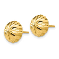 14k Gold Diamond-cut 10mm Domed Post Earrings ,