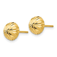 14k Gold Diamond-cut 8mm Domed Post Earrings ,