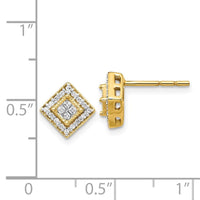 14K Gold Polished Diamond Post Earrings ,