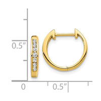 14k Gold Polished Diamond Post Hoop Earrings ,
