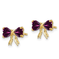 14k Gold Polished Rhodolite Bow Post Earrings ,