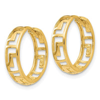 14k Greek Key Hinged Hoop Earrings ,