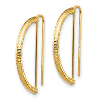 14K Half Circle Diamond-Cut Earrings ,
