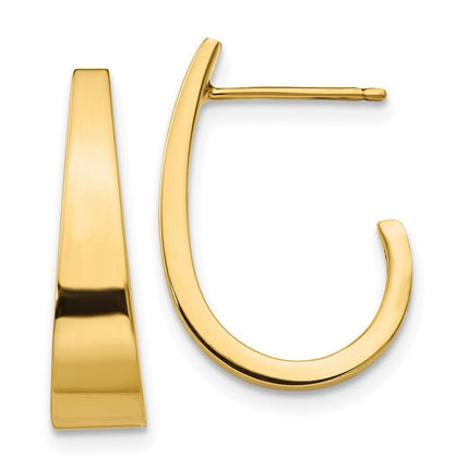 14k Medium Polished J Hoop Earrings ,