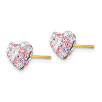 14k Multicolored Crystal 8mm Heart Post Earrings ,