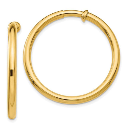 14k Non-Pierced Hoop Earrings ,