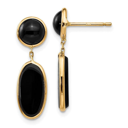 14k Onyx Oval Dangle Post Earrings ,