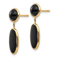 14k Onyx Oval Dangle Post Earrings ,