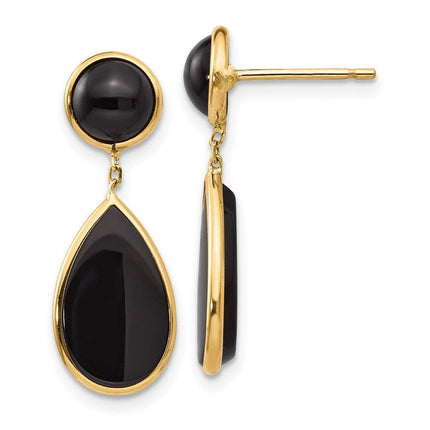 14k Onyx Teardrop Dangle Post Earrings ,