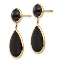 14k Onyx Teardrop Dangle Post Earrings ,