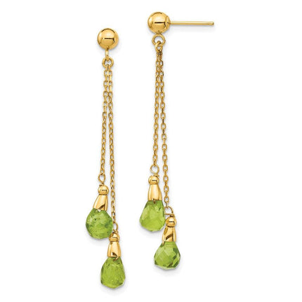 14k Peridot Dangle Earrings ,