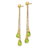 14k Peridot Dangle Earrings ,