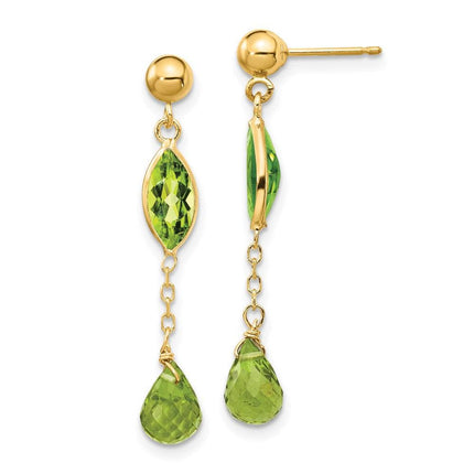 14K Peridot Post Earrings ,