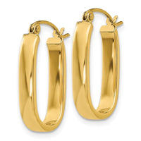 14k Polished 3.5mm Oval Hoop Earrings ,