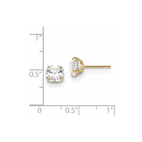14k Polished 6x6 Asscher Cut CZ Studs Post Earrings ,