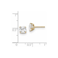 14k Polished 6x6 Cushion Cut CZ Stud Post Earrings ,