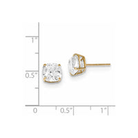 14k Polished 7x7 Cushion Cut CZ Studs Post Earrings ,