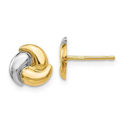 14k Polished & Rhodium Fancy Post Earrings ,