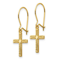 14k Polished & Satin Cross Earrings ,