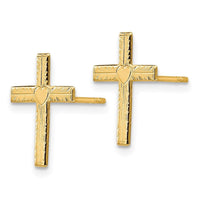 14k Polished & Satin Heart Cross Earrings ,