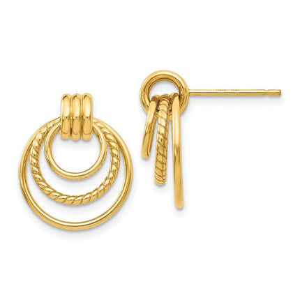 14k Polished & Twisted Fancy Post Earrings ,