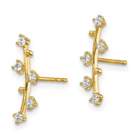 14k Polished Bar with CZs Post Earrings ,