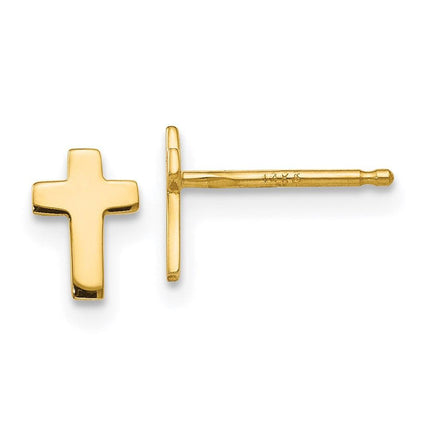 14k Polished Cross Post Earrings ,