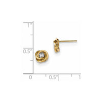 14k Polished CZ Love Knot Post Earrings ,