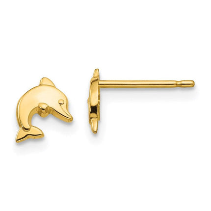 14k Polished Dolphin Post Earrings ,