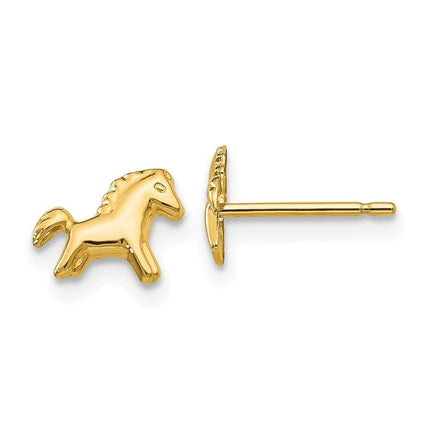 14k Polished Horse Post Earrings ,