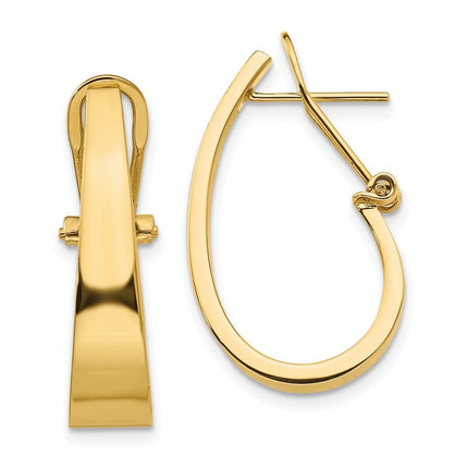 14k Polished J-Hoop Click-in Back Post Earrings ,