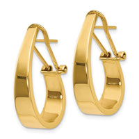 14k Polished J-Hoop Click-in Back Post Earrings ,