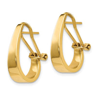14k Polished J-Hoop Omega Back Post Earrings ,
