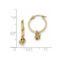 14k Polished Love Knot Dangle Hoops ,