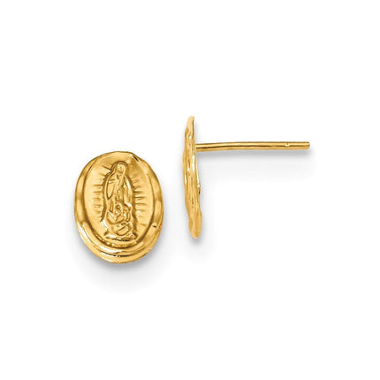 14k Polished Our Lady of Guadalupe Post Earrings ,