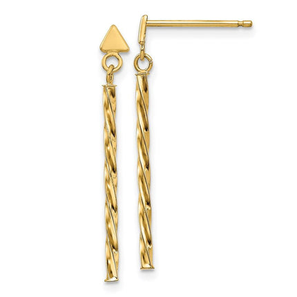 14k Polished Twist Bar Dangle Earrings ,