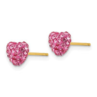 14k Rose Crystal 6mm Heart Post Earrings ,