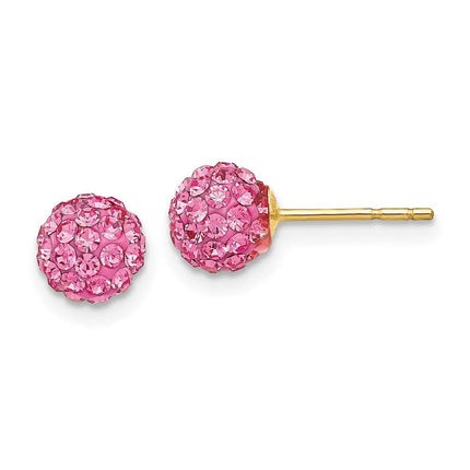 14k Rose Crystal 6mm Post Earrings ,