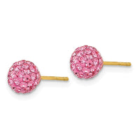 14k Rose Crystal 6mm Post Earrings ,