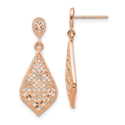 14K Rose Gold Dangle Earrings ,