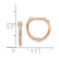 14K Rose Gold Diamond Hinged Hoops ,