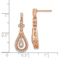 14K Rose Gold Polished Diamond Post Earrings ,