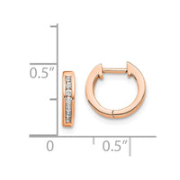 14k Rose Gold Polished Diamond Post Hoop Earrings ,