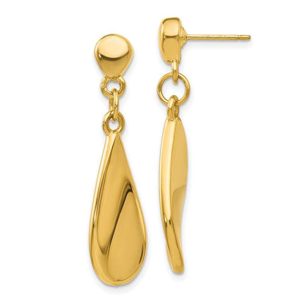 14k Tear Drop Dangle Post Earrings ,