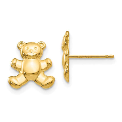 14k Teddy Bear Post Earrings ,