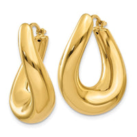14k Twisted Oval Hoop Earrings ,
