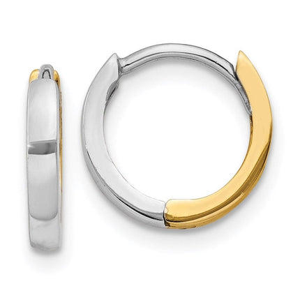 14k Two-tone 1.75mm Hinged Hoop Earrings ,